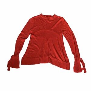 A New Day Womens Size XS Red-Orange Fine Knit Sweater Bell Sleeves w/Ties